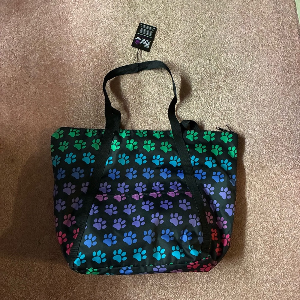 Colorful Paw Print Tote Bag NWT